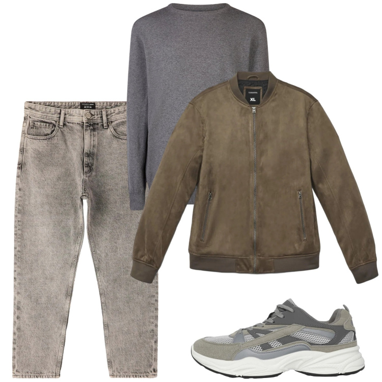 Outfit uomo - Febbraio. Stile Casual per Tutti i giorni. Abbinamento con sneakers, jeans dritti, giacche, maglieria.