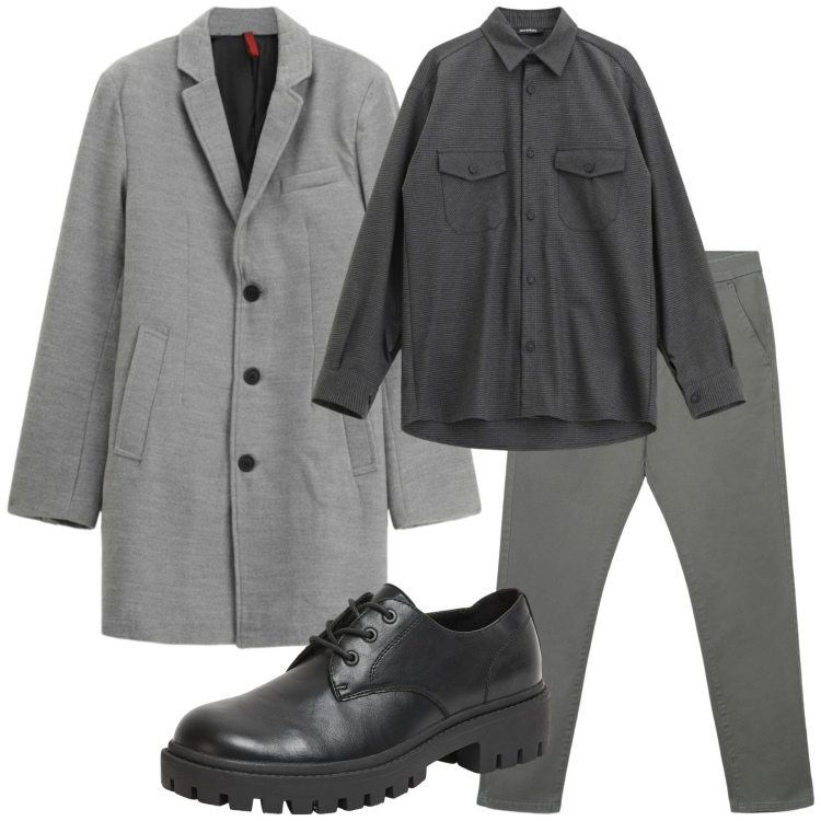 Outfit uomo - Total look #2340994. Stile Business/Elegante per Serata speciale. Abbinamento con scarpe stringate, pantaloni chino, cappotti, camicie.