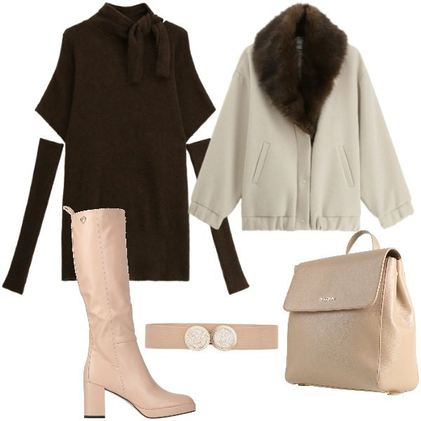 Outfit donna - Cut-Out Confidence. Stile Trendy per Tutti i giorni. Abbinamento con stivali, zaini, vestiti lunghi, cappotti, cinture.