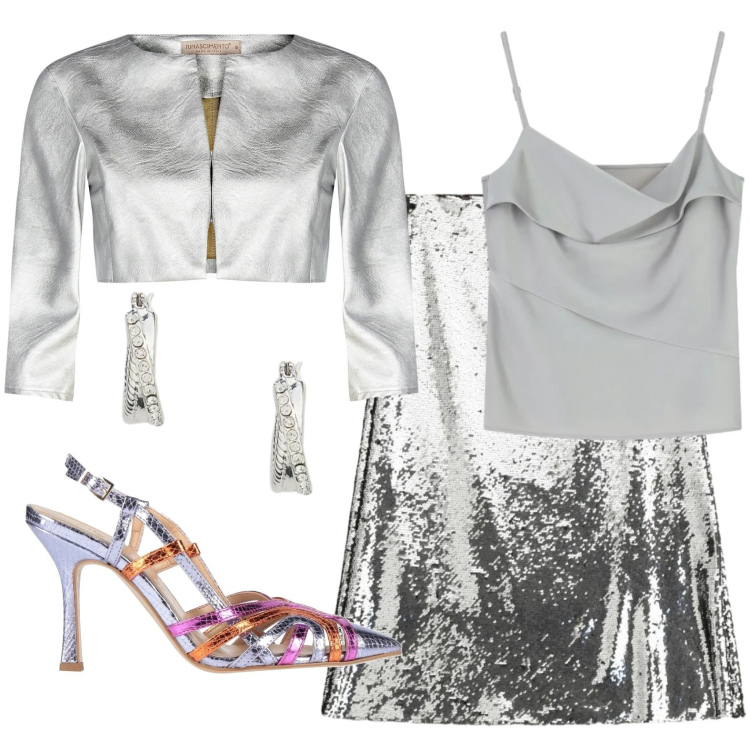 Outfit donna - Vamos a bailar. Stile Sexy per Serata fuori. Abbinamento con décolleté, canottiere, gonne longuette, bolero, orecchini.