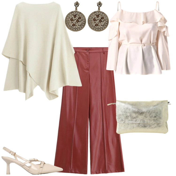 Outfit donna - Chic ogni giorno. Stile Chic per Tutti i giorni. Abbinamento con décolleté, pantaloni, maglieria, bluse, borse a spalla, orecchini.