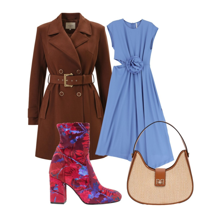 Outfit donna - Febbraio Cut-out. Stile Glamour per Cerimonia. Abbinamento con stivaletti, vestiti midi/longuette, borse a spalla, trench.