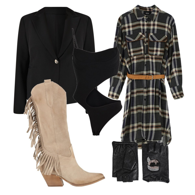 Outfit donna - Cut-Out Confidence. Stile Etnico per Tutti i giorni. Abbinamento con guanti, stivali, body, vestiti midi/longuette, blazer.