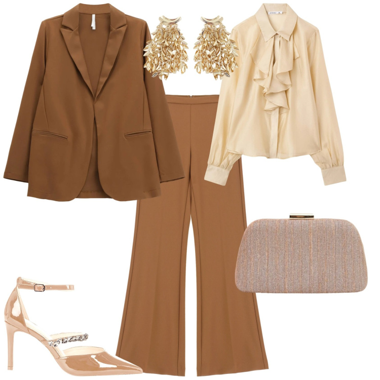 Outfit donna - Chic evento cerimonia serata speciale. Stile Chic per Cerimonia. Abbinamento con camicie, pochette, décolleté, pantaloni, blazer, orecchini.