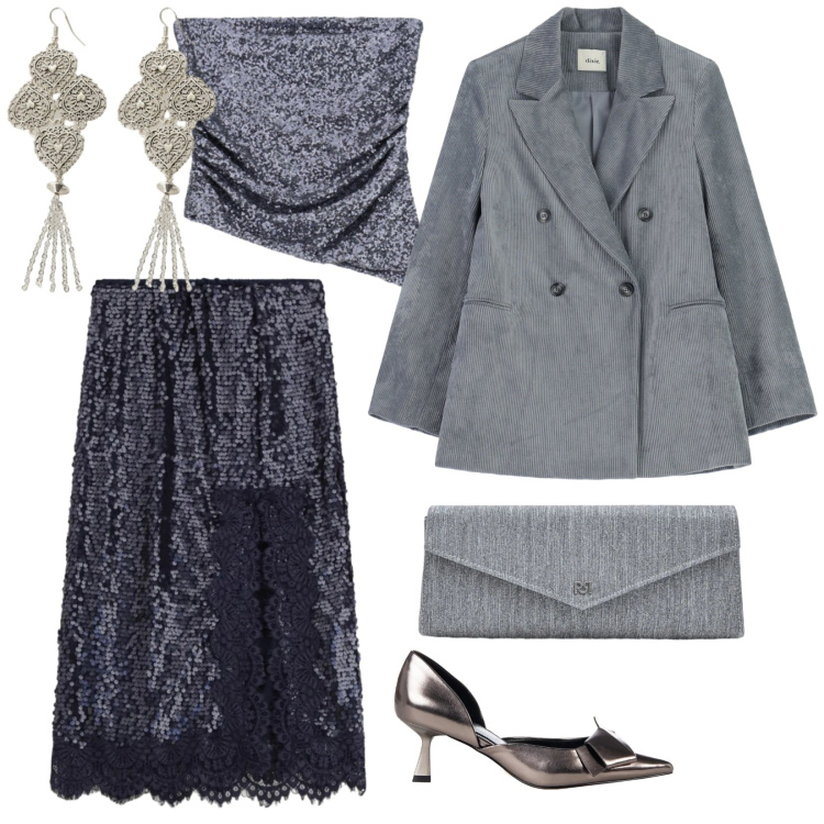 Outfit donna - Cut - cut. per Serata fuori. Abbinamento con top, gonne longuette, blazer, orecchini, pochette, décolleté.