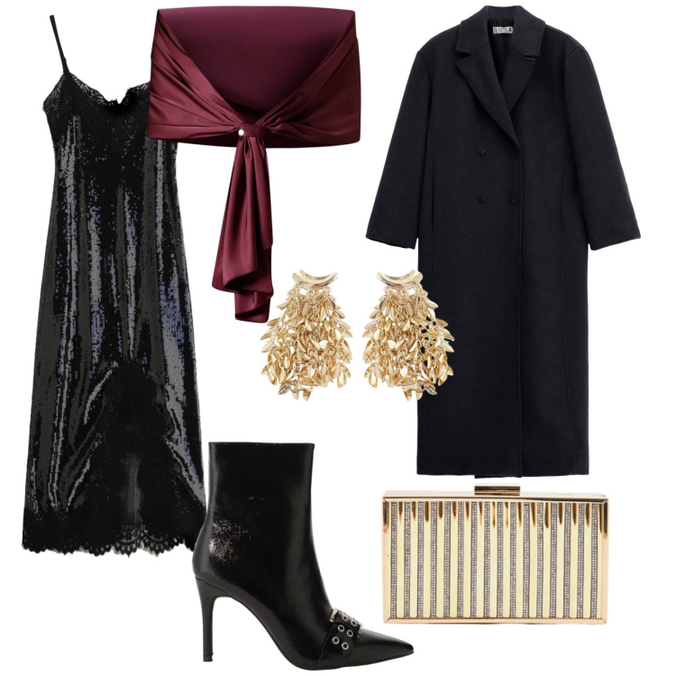 Outfit donna - Cut -cut. per Serata fuori. Abbinamento con stivaletti, orecchini, vestiti midi/longuette, cappotti, clutch, scialli.