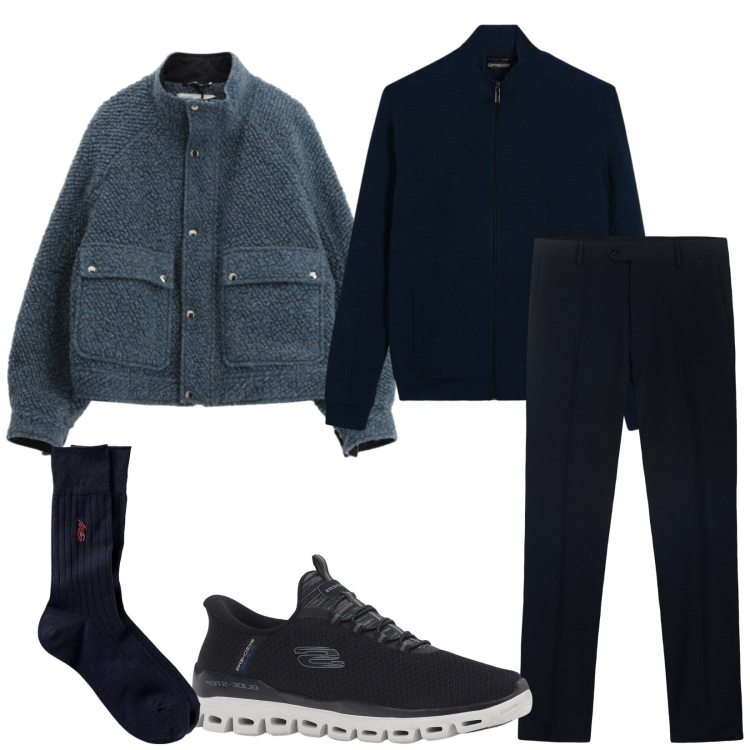 Outfit uomo - Total look #2341185. Stile Urban per Tutti i giorni. Abbinamento con sneakers, bomber, felpe, calzini, pantaloni.