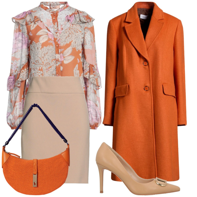 Outfit donna - Total look #2341192. Stile Chic per Cerimonia. Abbinamento con cappotti, camicie, minigonne, décolleté, borse a spalla.