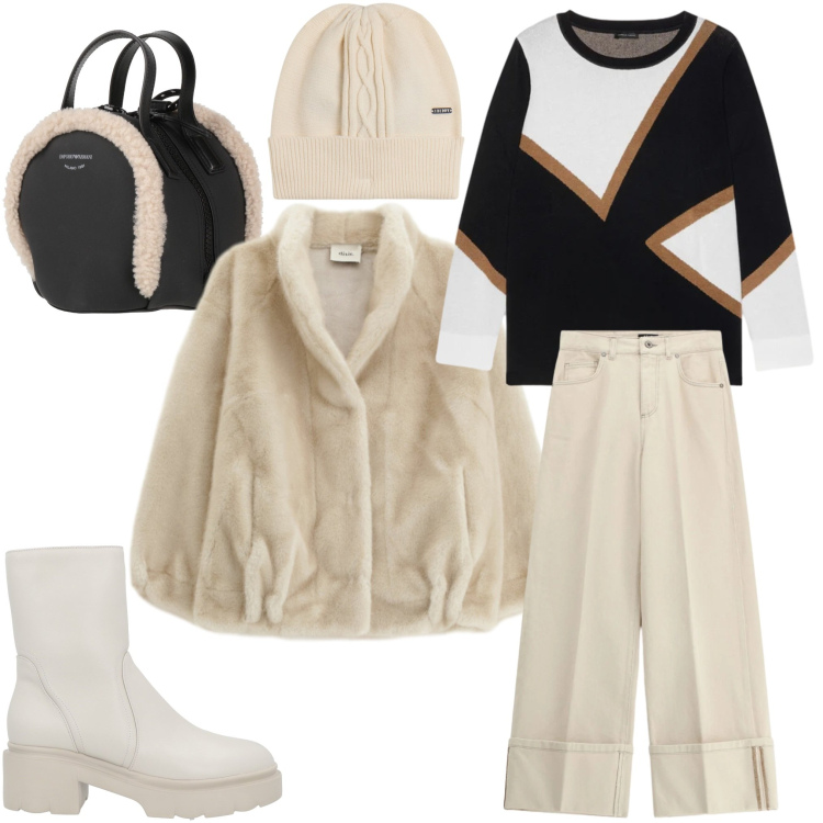 Outfit donna - Total look #2341279. Stile Basic per Tutti i giorni. Abbinamento con zaini, stivaletti, maglieria, pantaloni a palazzo, blazer, berretti.