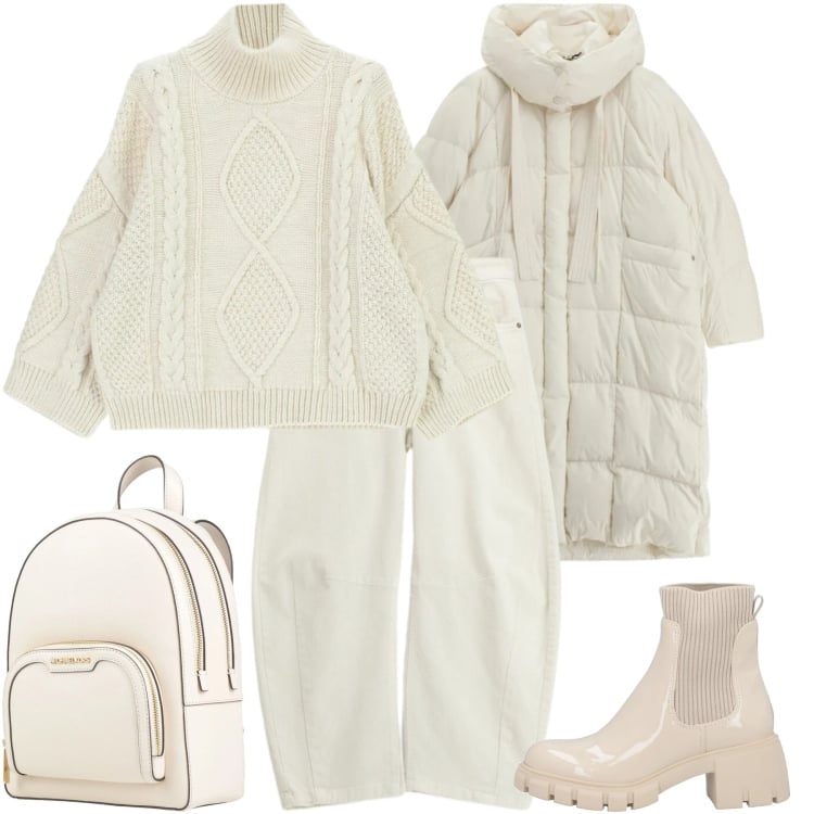 Outfit donna - Cortina. Stile Casual chic per Tutti i giorni. Abbinamento con zaini, stivaletti, piumini, maglieria, pantaloni.