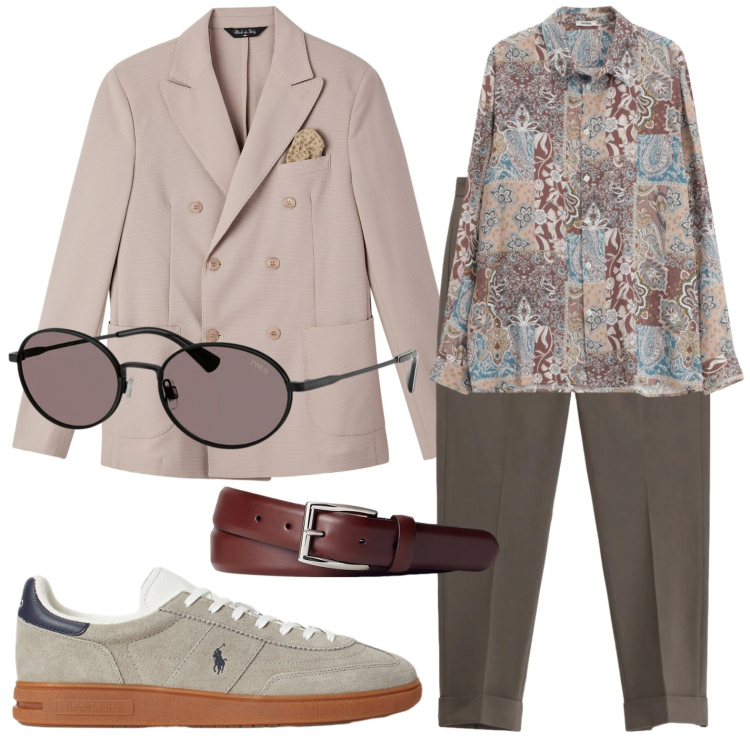 Outfit uomo - Invito a pranzo dai futuri suoceri. Stile Trendy per Cerimonia. Abbinamento con camicie, pantaloni, giacche, cinture, occhiali da sole, sneakers.