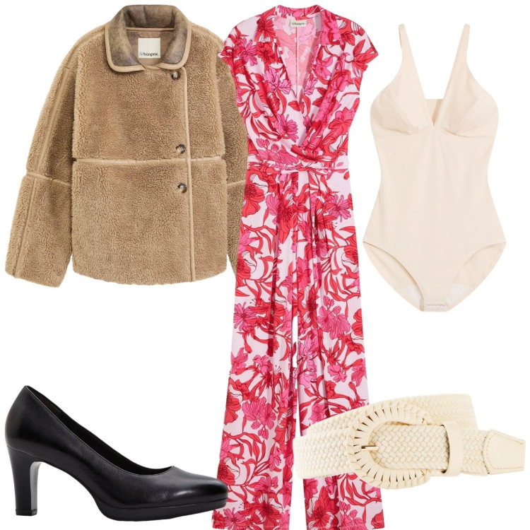 Outfit donna - Bonprix: primavera 70s. Stile 70s per Tutti i giorni. Abbinamento con blazer, tute, body, cinture, décolleté.