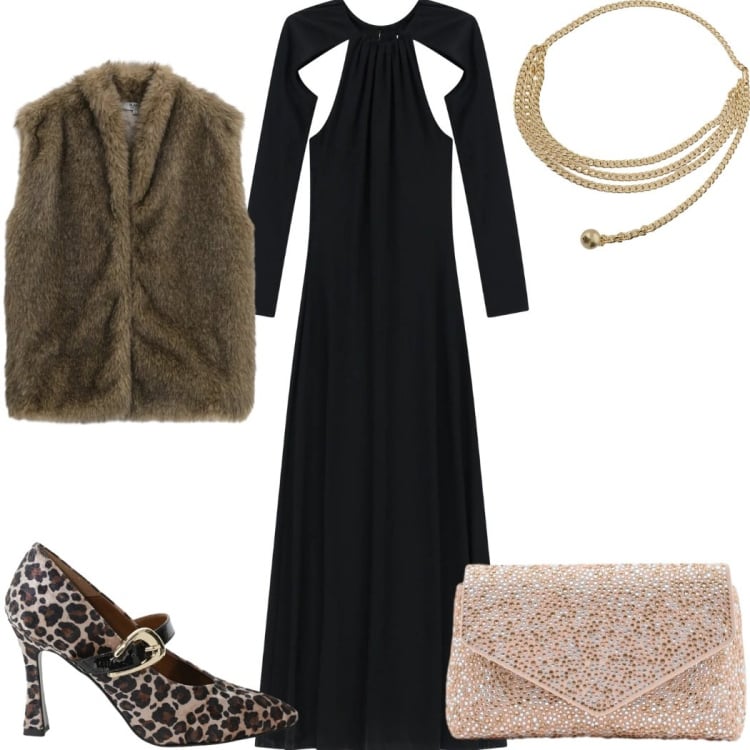 Outfit donna - Cut- Out Confidence: cerimonia. Stile Trendy per Cerimonia. Abbinamento con blazer, pochette, décolleté, vestiti lunghi, collane.