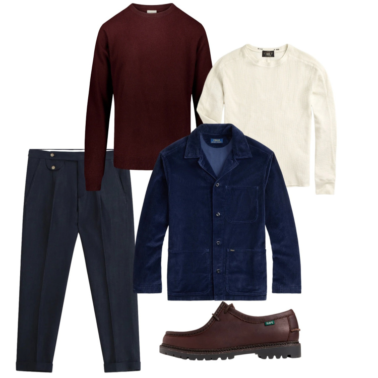 Outfit uomo - Tessuti che scaldano. Stile Casual per Tutti i giorni. Abbinamento con pantaloni, scarpe stringate, giacche, maglieria, maglieria.