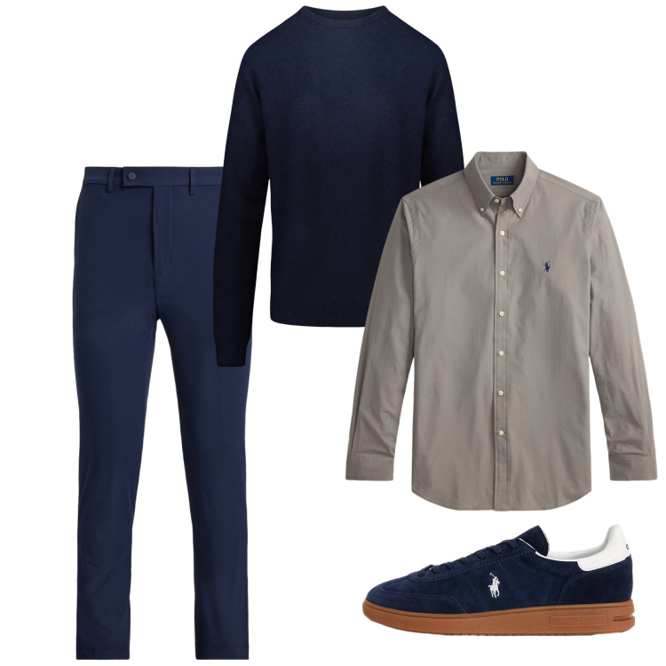 Outfit uomo - Febbraio. Stile Casual per Tutti i giorni. Abbinamento con sneakers, camicie, pantaloni, maglieria.