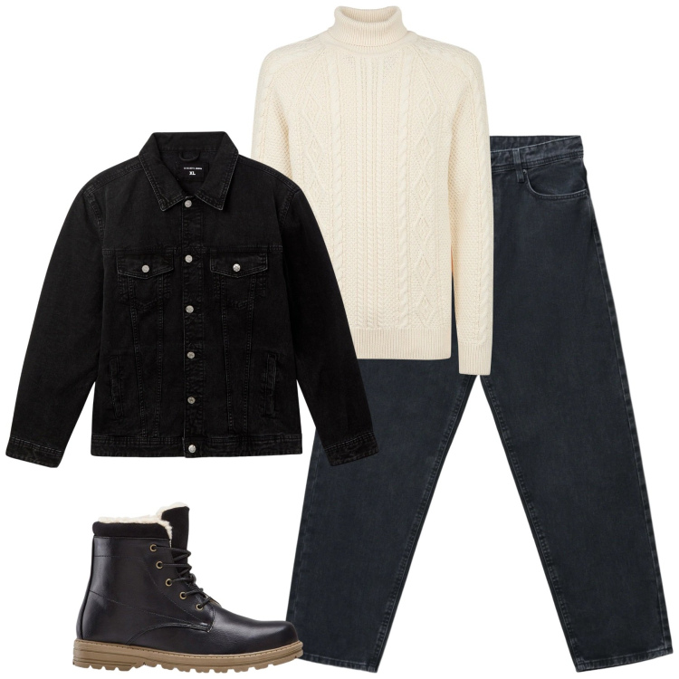 Outfit uomo - Febbraio. Stile Urban per Tutti i giorni. Abbinamento con stivali e stivaletti, jeans, giacche, maglieria.