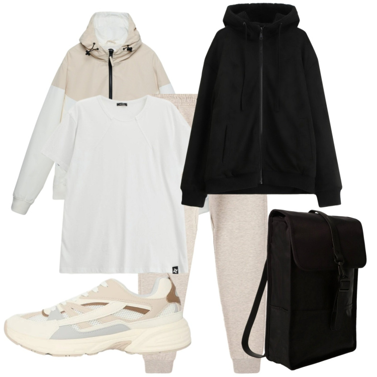 Outfit uomo - Palestra in chiaro. Stile Casual per Sport. Abbinamento con borse sportive, t-shirt, bomber, sneakers, giacche sportive, pantaloni sportivi.