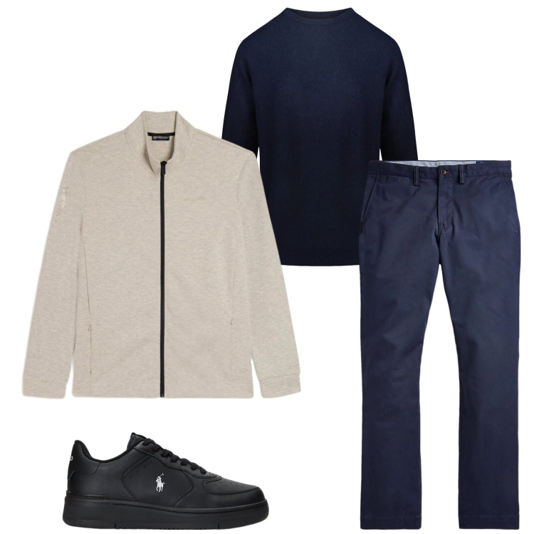Outfit uomo - Total look #2341738. Stile Casual per Tutti i giorni. Abbinamento con felpe, sneakers, pantaloni, maglieria.