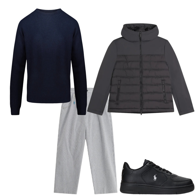 Outfit uomo - Total look #2341741. Stile Casual per Tutti i giorni. Abbinamento con pantaloni, piumini, sneakers, maglieria.