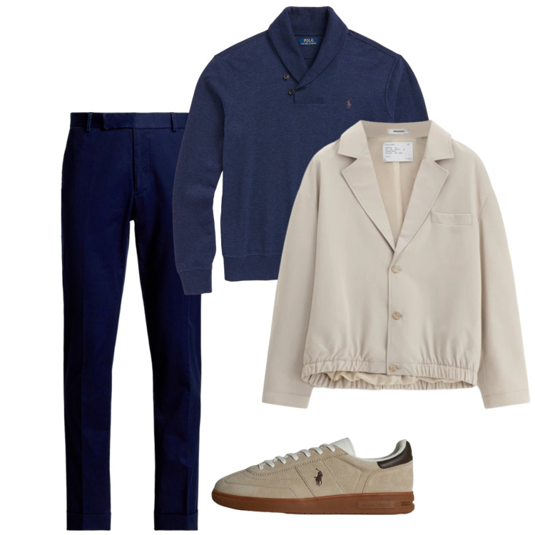 Outfit uomo - Febbraio. Stile Casual per Tutti i giorni. Abbinamento con giacche, pantaloni chino, pullovers, sneakers.