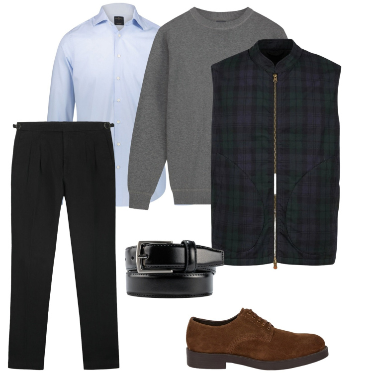 Outfit uomo - Uomo dopplengager. per Serata speciale. Abbinamento con camicie, piumini, scarpe stringate, maglieria, cinture, pantaloni.