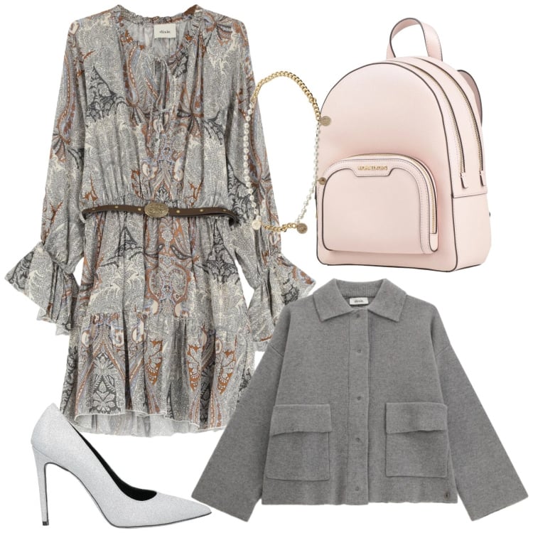 Outfit donna - Romantica night. Stile Romantica per Serata fuori. Abbinamento con zaini, décolleté, cardigans, vestiti corti, cinture.