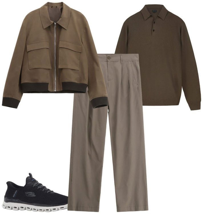 Outfit uomo - Il fascino del total look. Stile Business/Elegante per Ufficio. Abbinamento con sneakers, giacche, pantaloni, maglieria.