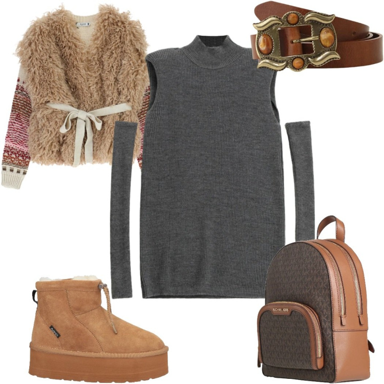 Outfit donna - Cut - Out Confidence : etnico. Stile Etnico per Tutti i giorni. Abbinamento con zaini, stivaletti, maglieria, vestiti corti, cinture.