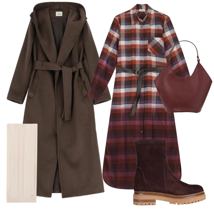 Outfit donna - Tender tartan. Stile Casual chic per Tutti i giorni. Abbinamento con stivaletti, borse a spalla, vestiti lunghi, cappotti, sciarpe.