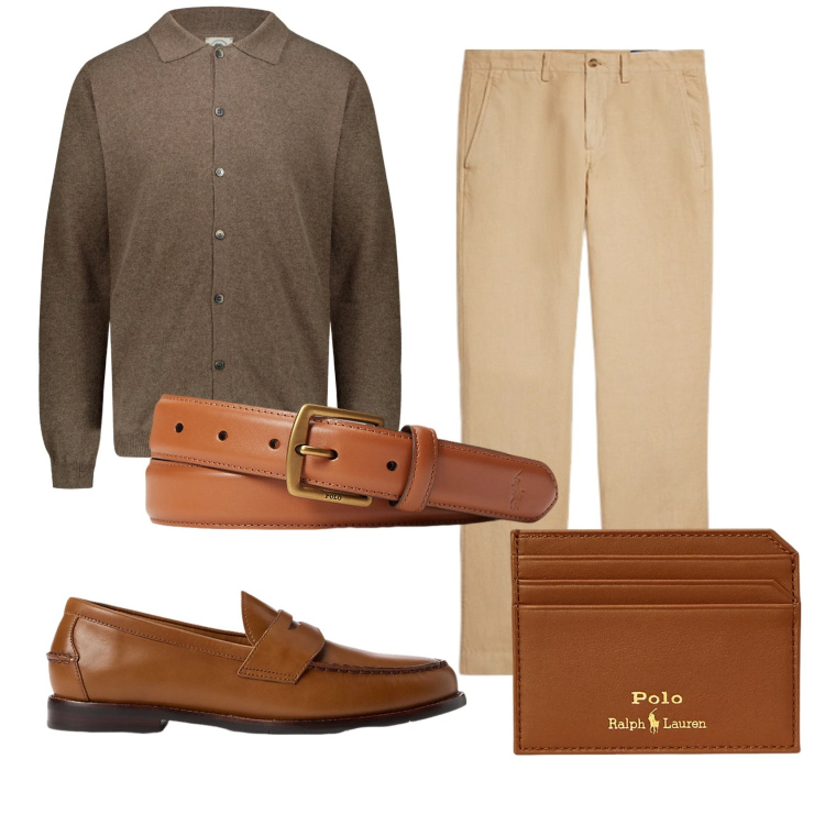 Outfit uomo - Total look #2341872. Stile Business/Elegante per Ufficio. Abbinamento con pantaloni, cinture, scarpe stringate, portafogli, polo.