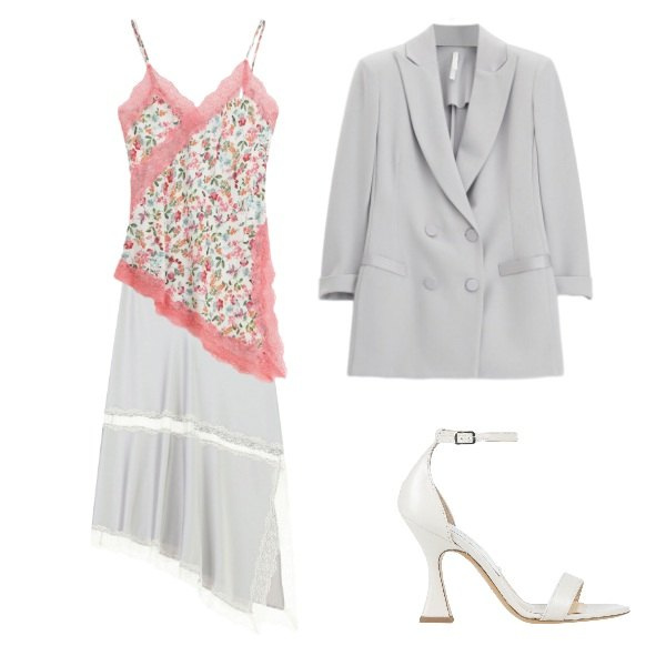 Outfit donna - primavera in chiaro. Stile Bon Ton per Cerimonia. Abbinamento con sandali in pelle, canottiere, gonne longuette, blazer.