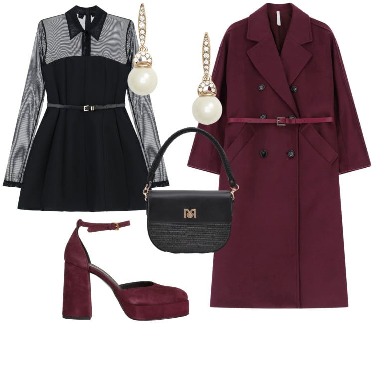 Outfit donna - Di sera. per Serata fuori. Abbinamento con décolleté, borse a spalla, vestiti corti, cappotti, orecchini.