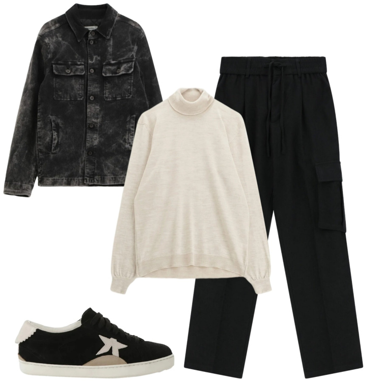 Outfit uomo - Imperial. Stile Casual per Tutti i giorni. Abbinamento con maglieria, cappotti, pantaloni cargo, sneakers.