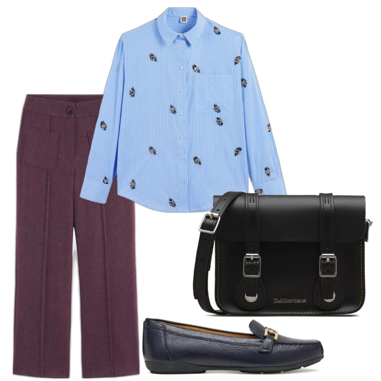 Outfit mujer - Urban style. Estilo Urban para Oficina. Combinación con camisas, bandoleras, mocasines, pantalones.