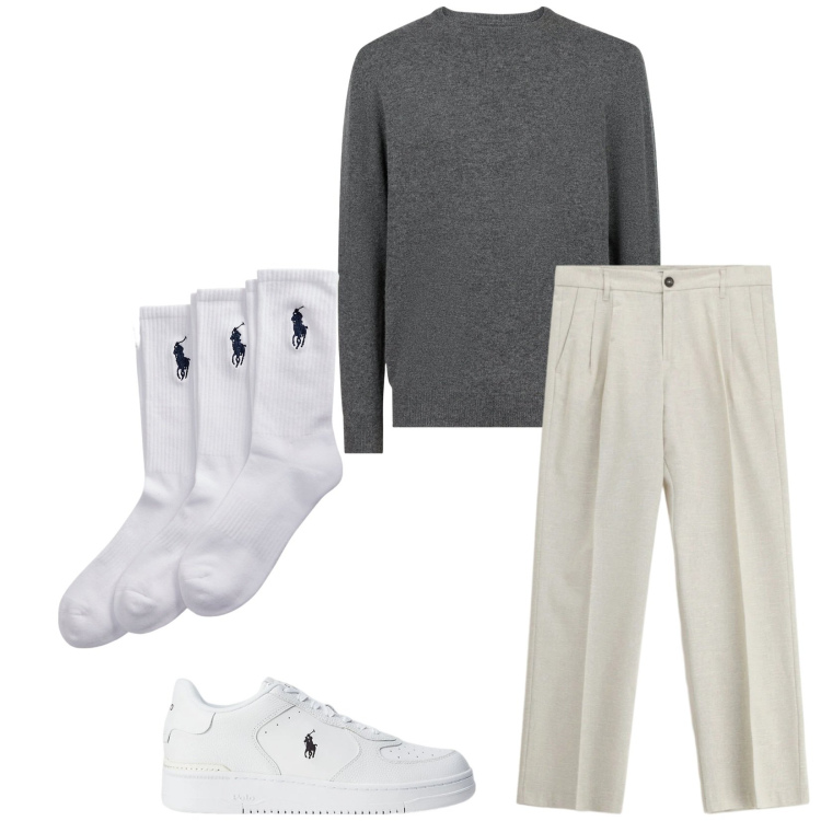 Outfit uomo - Total look #2342048. Stile Trendy per Serata speciale. Abbinamento con pantaloni, calzini, sneakers, maglieria.