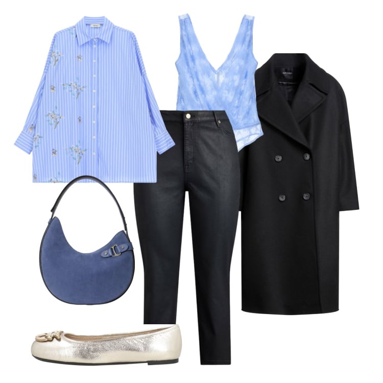 Outfit donna - Dettaglio color platino. Stile Chic per Ufficio. Abbinamento con ballerine, cappotti, jeans dritti, borse a spalla, top, camicie.