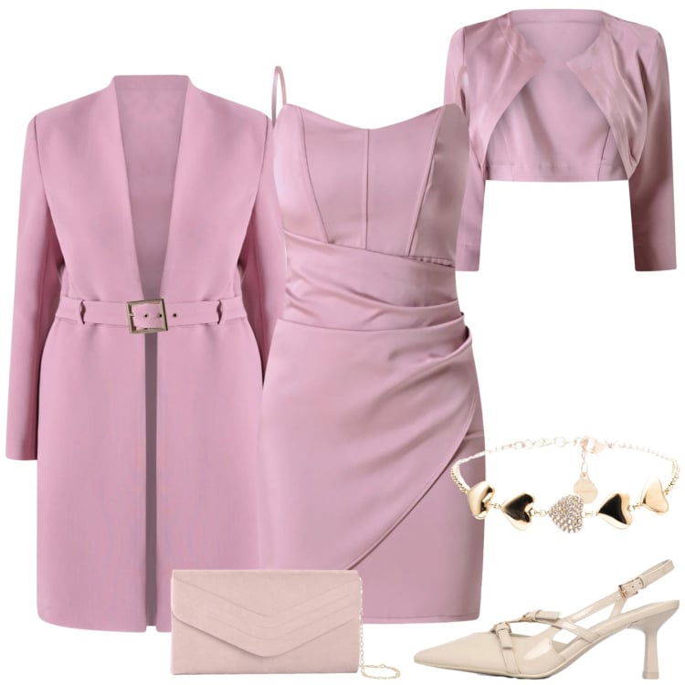 Outfit donna - Idea look festa della donna. Stile Chic per Tutti i giorni. Abbinamento con pochette, décolleté, vestiti a tubino, trench, bolero, braccialetti.