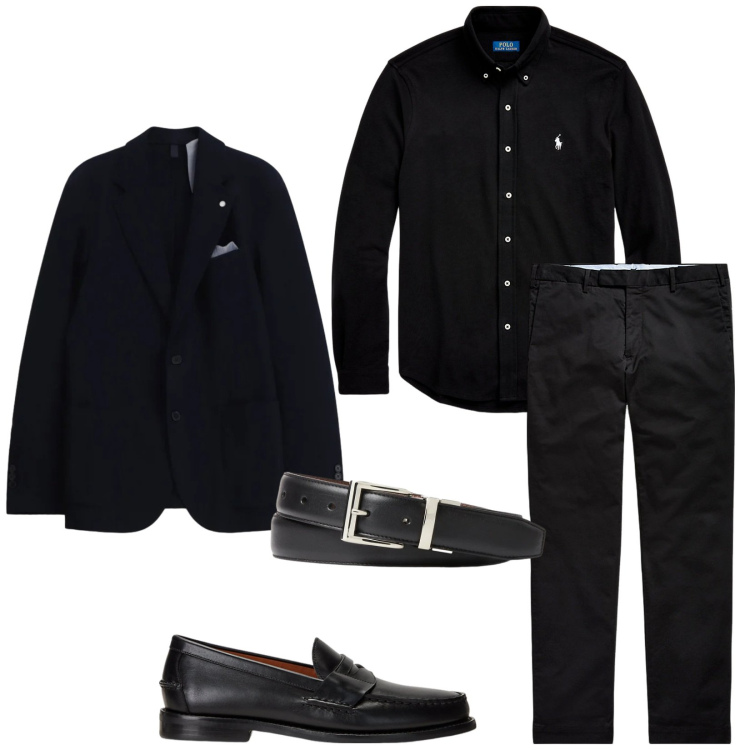 Outfit uomo - Total look #2342265. Stile Business/Elegante per Serata speciale. Abbinamento con giacche, scarpe stringate, pantaloni chino, cinture, camicie.
