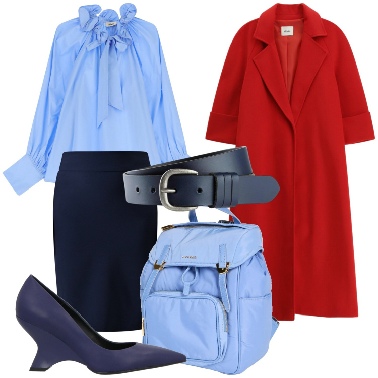 Outfit donna - Love is in the air. Stile Casual per Tutti i giorni. Abbinamento con zaini, décolleté, cinture, cappotti, camicie, gonne.