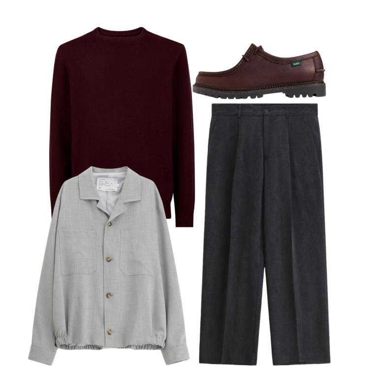 Outfit uomo - Stile metropolitano. Stile Casual per Serata speciale. Abbinamento con cappotti, pantaloni, scarpe stringate, maglieria.