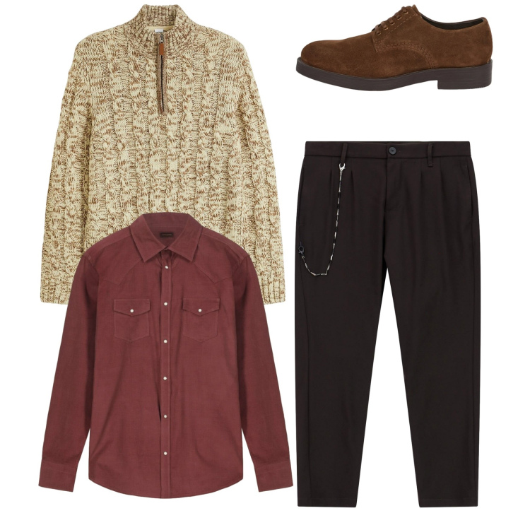 Outfit uomo - Irish mood. Stile Casual per Tutti i giorni. Abbinamento con maglieria, pantaloni, scarpe stringate, camicie.