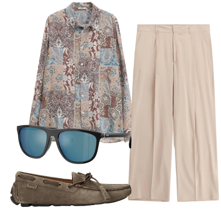 Outfit uomo - Total look #2342323. Stile Trendy per Tutti i giorni. Abbinamento con camicie, pantaloni, scarpe stringate, occhiali da sole.