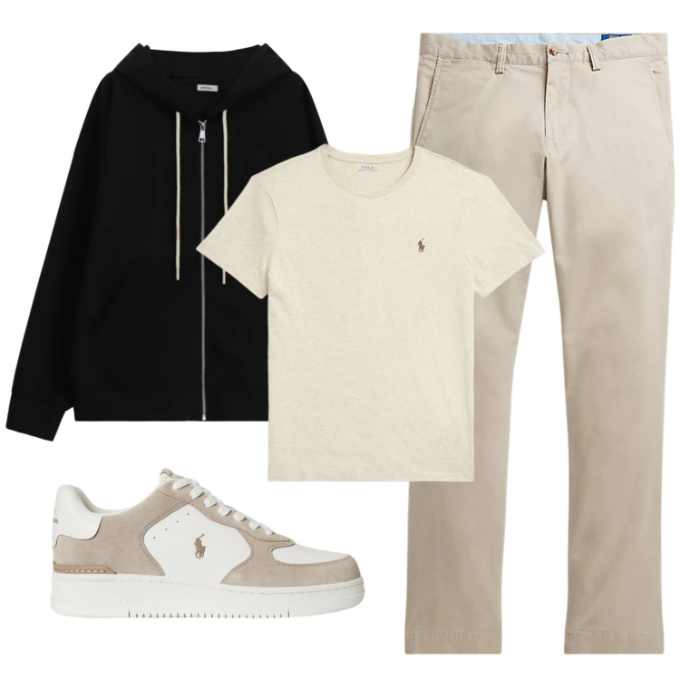 Outfit uomo - Total look #2342326. Stile Casual per Tutti i giorni. Abbinamento con felpe con cappuccio, pantaloni, t-shirt, sneakers.