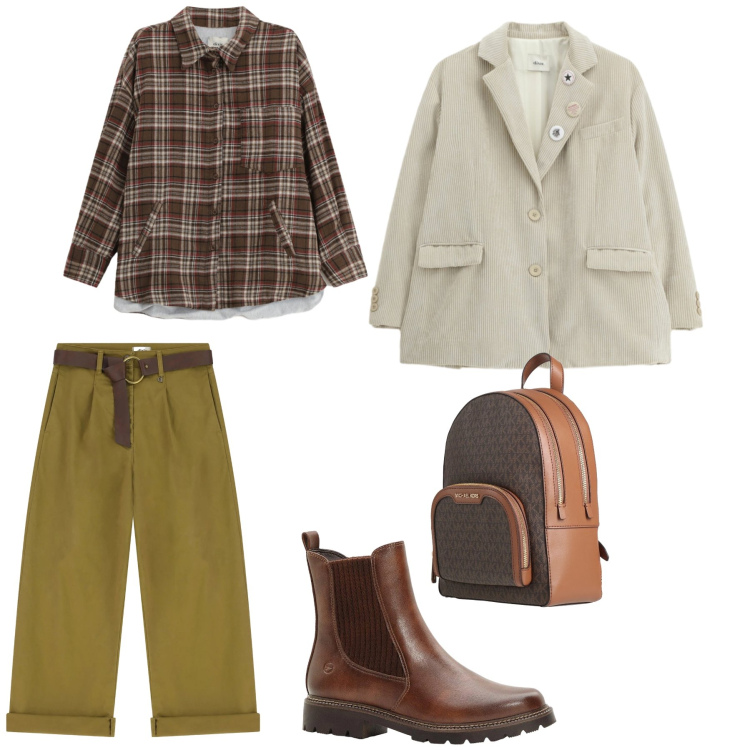 Outfit donna - Aspettando la primavera. Stile Casual per Tutti i giorni. Abbinamento con zaini, stivaletti, pantaloni, blazer, camicie.