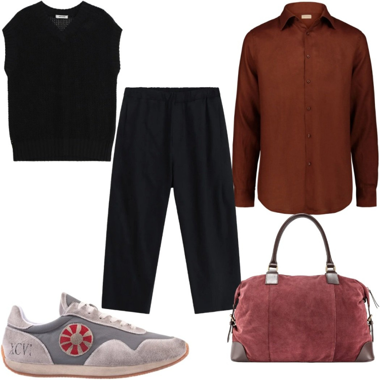 Outfit uomo - Total look #2342391. Stile Casual per Tutti i giorni. Abbinamento con pantaloni, maglieria, camicie, borse sportive, sneakers.