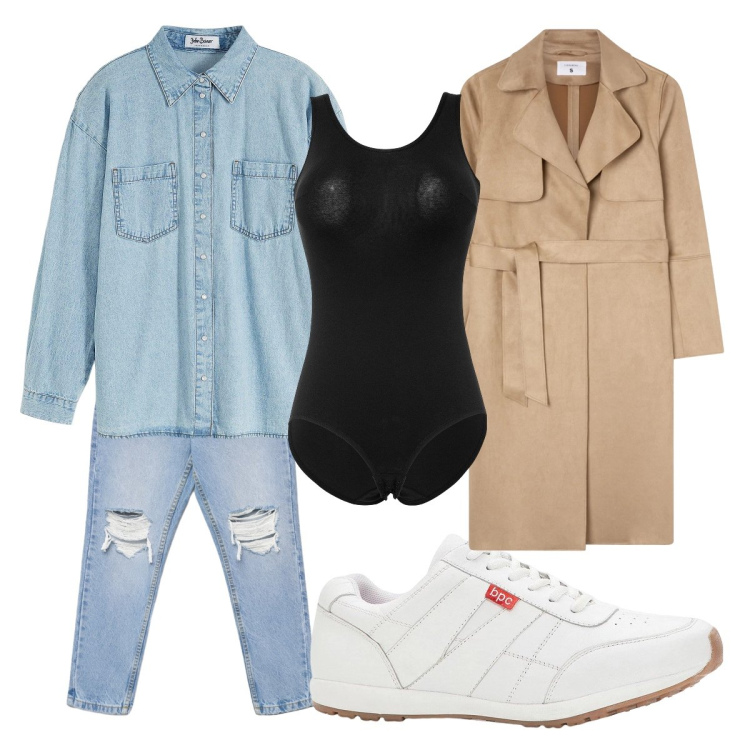 Outfit donna - Amo essere in ordine col body giusto. Stile Urban per Ufficio. Abbinamento con sneakers, body, camicie, trench, jeans mom.