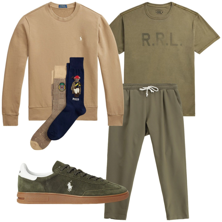 Outfit uomo - Niente da fare. Stile Casual per Tutti i giorni. Abbinamento con pantaloni sportivi, felpe, sneakers, t-shirt, calzini.