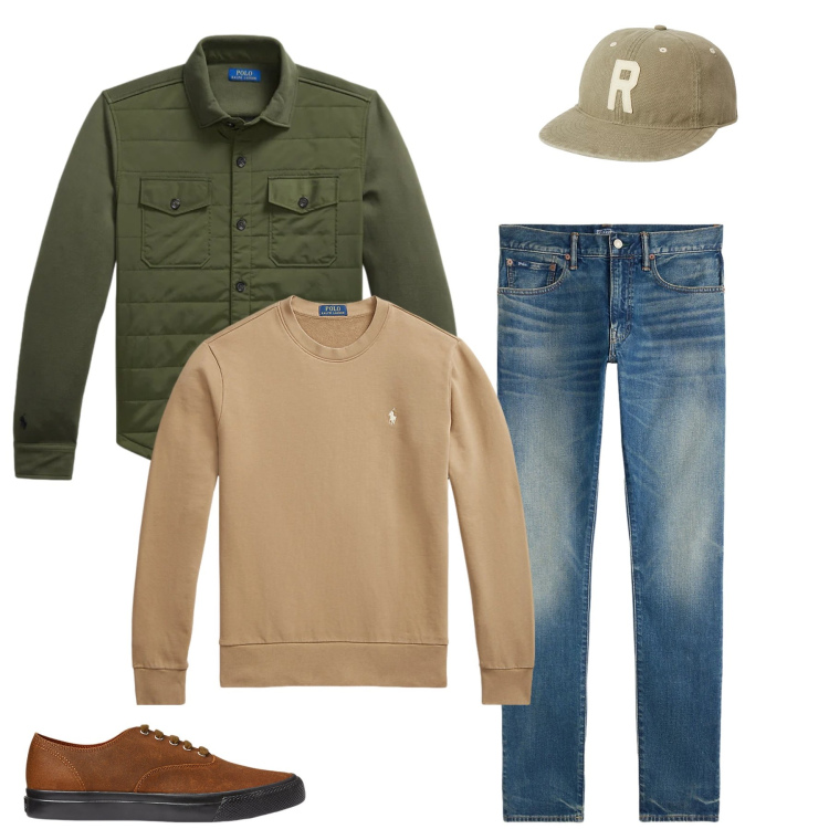 Outfit uomo - Heritage Moderno. Stile Urban per Tutti i giorni. Abbinamento con cappotti, sneakers, felpe, cappelli, jeans.