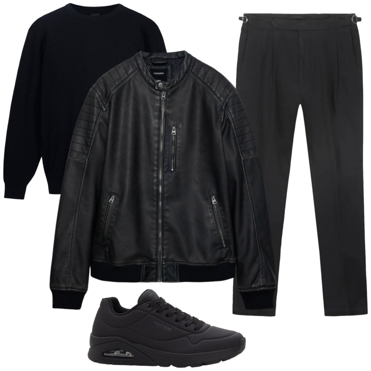 Outfit uomo - Total look #2342492. Stile Urban per Serata speciale. Abbinamento con sneakers, giacche, maglieria, pantaloni.