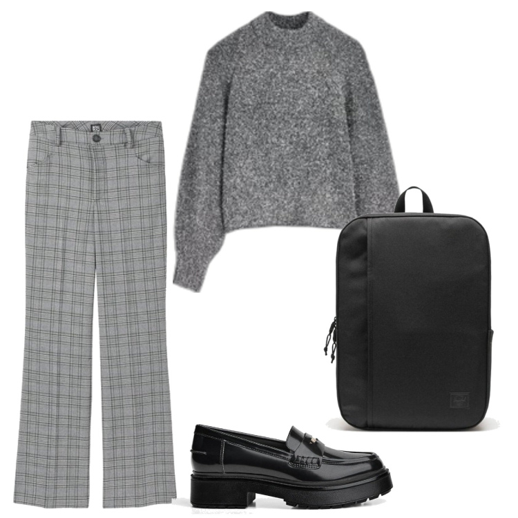 Outfit mujer - Urban look. Estilo Urban para Todos los días. Combinación con mocasines, pantalones, prendas de punto, mochilas.